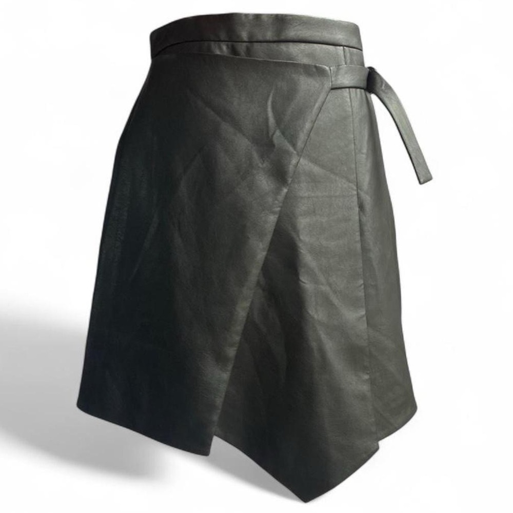 BCBGMaxAzria Faux Leather Asymmetrical Black Skirt NWT